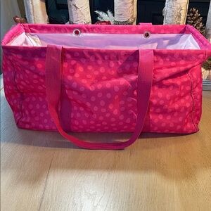 Thirty-One Vibrant Pink Polka Dot Tote